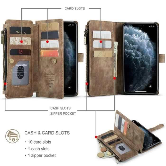 Caseme - CASEME C30 Fodral för iPhone 11 Pro Max med rem - Brun