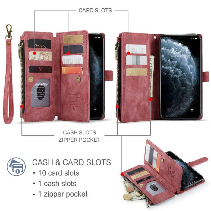 Caseme - CASEME C30 Fodral för iPhone 11 Pro Max med Rem - Röd