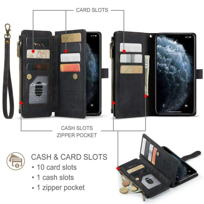 Caseme - CASEME C30 Fodral för iPhone 11 Pro Max med rem - Svart