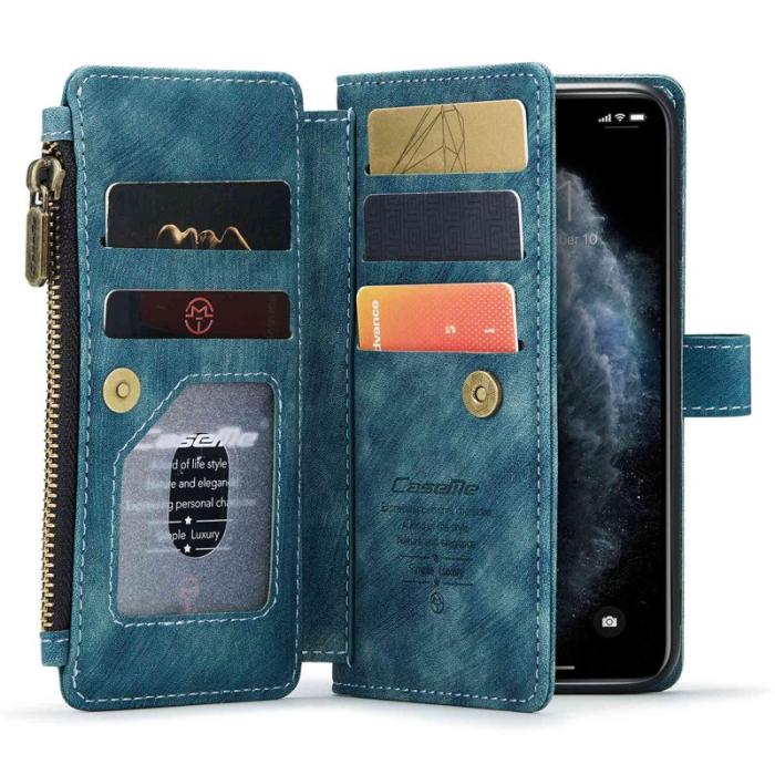 Caseme - CASEME C30 Fodral för iPhone 11 Pro med Rem - Blå PU Läder