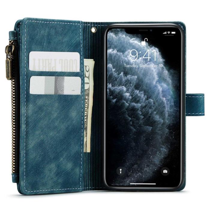 Caseme - CASEME C30 Fodral för iPhone 11 Pro med Rem - Blå PU Läder