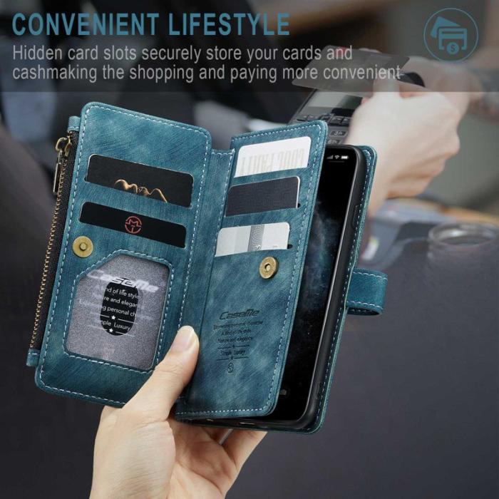 Caseme - CASEME C30 Fodral för iPhone 11 Pro med Rem - Blå PU Läder