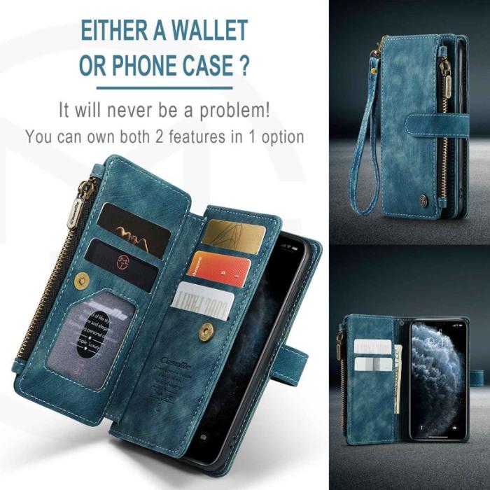 Caseme - CASEME C30 Fodral för iPhone 11 Pro med Rem - Blå PU Läder