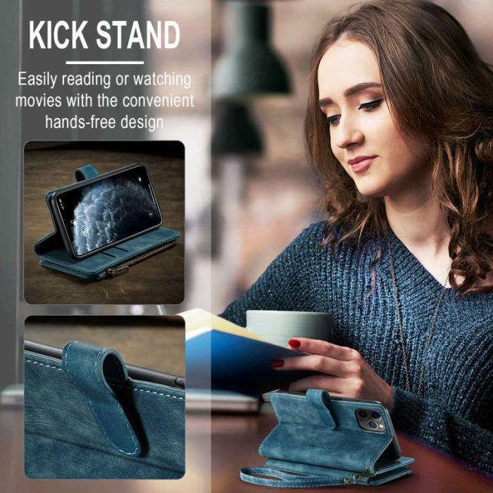 Caseme - CASEME C30 Fodral för iPhone 11 Pro med Rem - Blå PU Läder