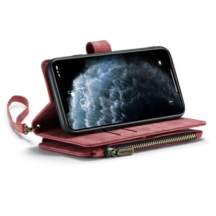 Caseme - CASEME C30 Fodral för iPhone 11 Pro med Rem Röd PU Läder