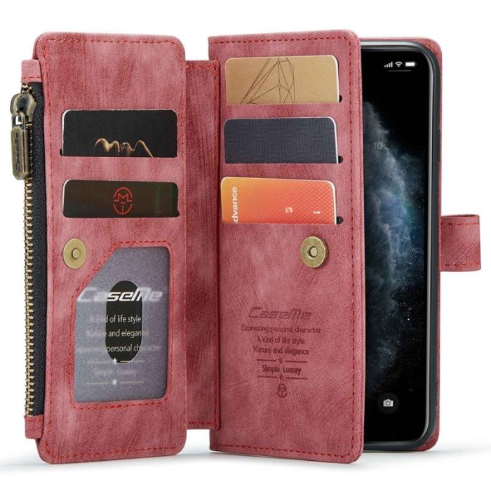 Caseme - CASEME C30 Fodral för iPhone 11 Pro med Rem Röd PU Läder