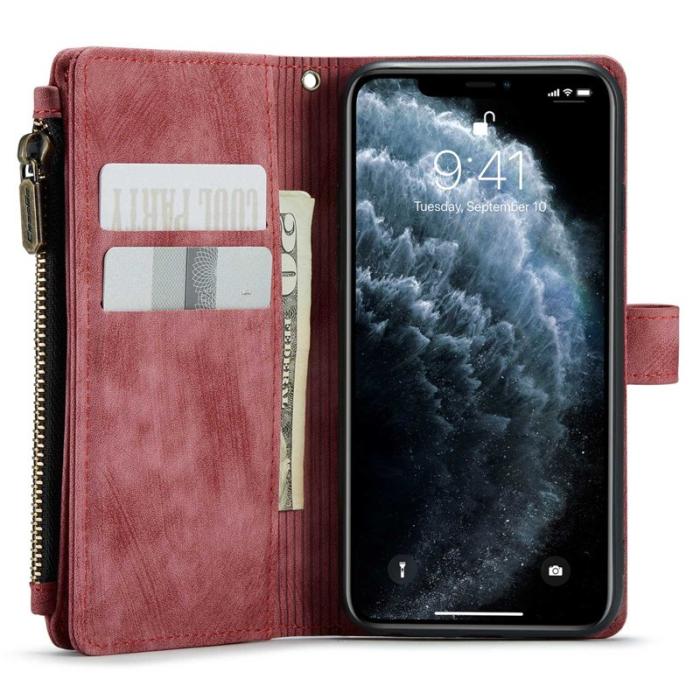 Caseme - CASEME C30 Fodral för iPhone 11 Pro med Rem Röd PU Läder