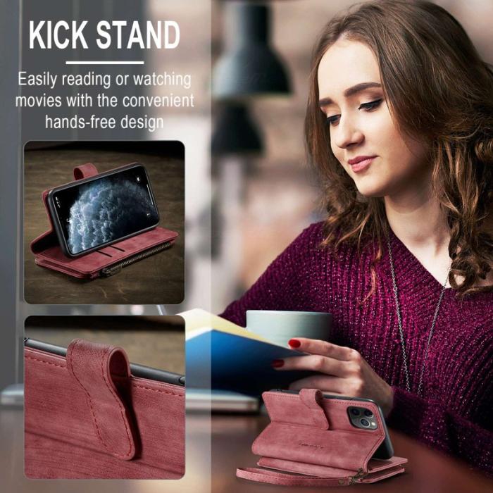 Caseme - CASEME C30 Fodral för iPhone 11 Pro med Rem Röd PU Läder