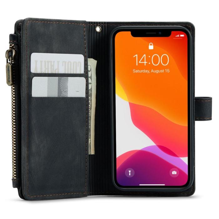 Caseme - CASEME C30 Fodral för iPhone 12 mini med Rem och Kortfack - Svart