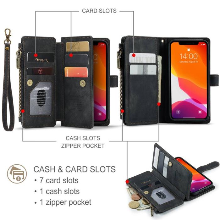 Caseme - CASEME C30 Fodral för iPhone 12 mini med Rem och Kortfack - Svart