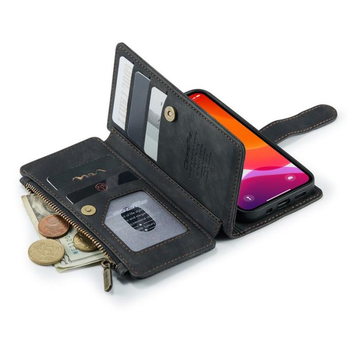 Caseme - CASEME C30 Fodral för iPhone 12 mini med rem och kortfickor - Svart