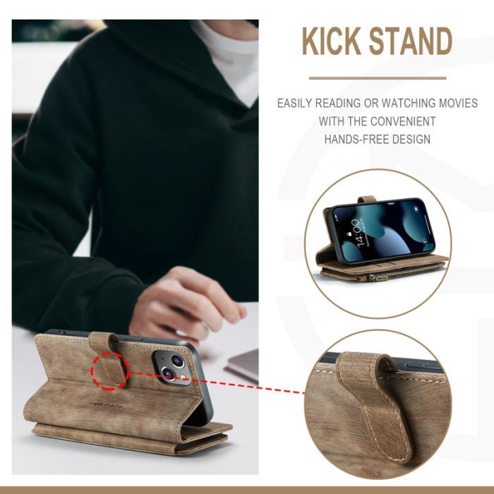 Caseme - CASEME C30 Fodral för iPhone 13 med Rem och Flera Kort - Brun