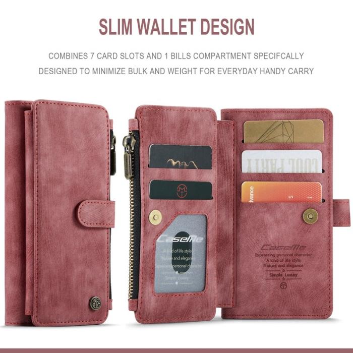 Caseme - CASEME C30 Fodral för iPhone 13 med Rem och Flera Kort - Röd