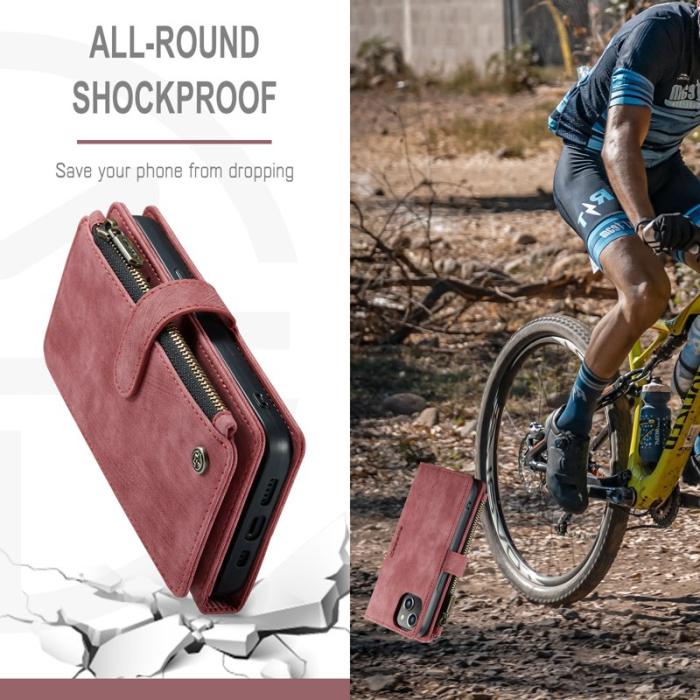 Caseme - CASEME C30 Fodral för iPhone 13 med Rem och Flera Kort - Röd