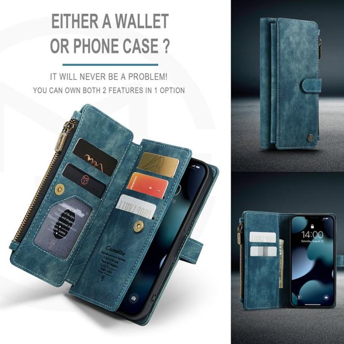 Caseme - CASEME C30 Fodral för iPhone 13 med Rem och Kortfack - Grön