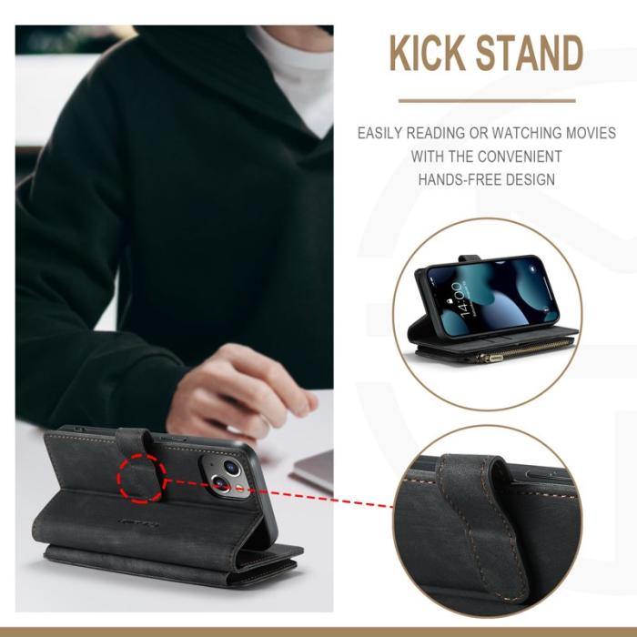 Caseme - CASEME C30 Fodral för iPhone 13 med Rem och Kortfack - Svart