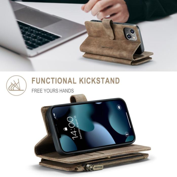 Caseme - CASEME C30 Fodral för iPhone 13 mini med rem - Brun PU Läder