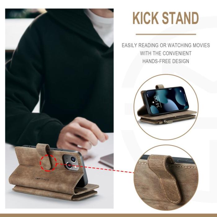 Caseme - CASEME C30 Fodral för iPhone 13 mini med rem - Brun PU Läder