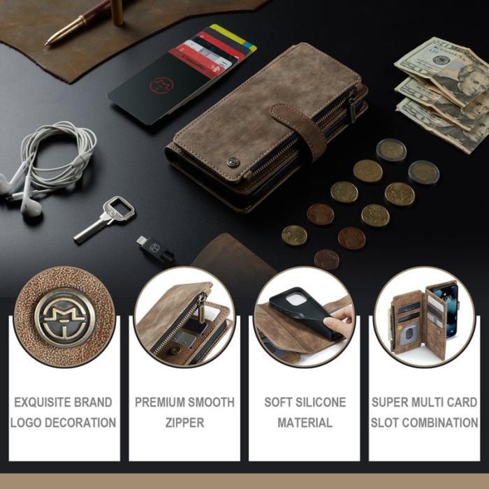 Caseme - CASEME C30 Fodral för iPhone 13 mini med rem - Brun PU Läder