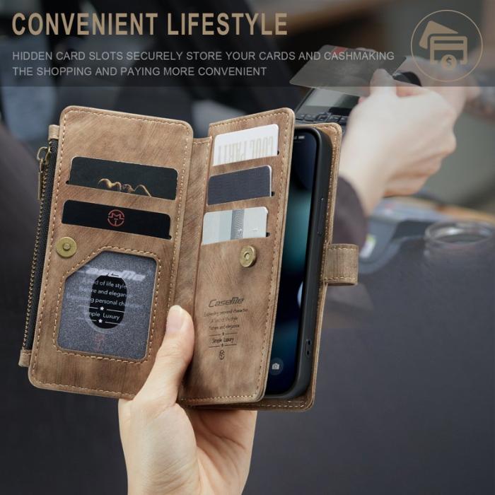Caseme - CASEME C30 Fodral för iPhone 13 mini med rem - Brun PU Läder