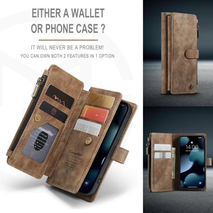 Caseme - CASEME C30 Fodral för iPhone 13 mini med rem - Brun PU Läder