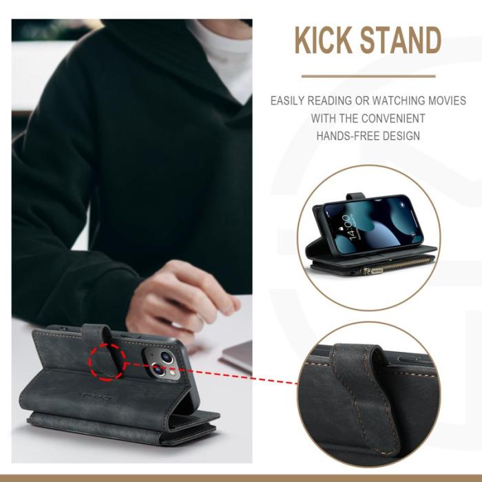 Caseme - CASEME C30 Fodral för iPhone 13 mini med rem och kortfickor - Svart