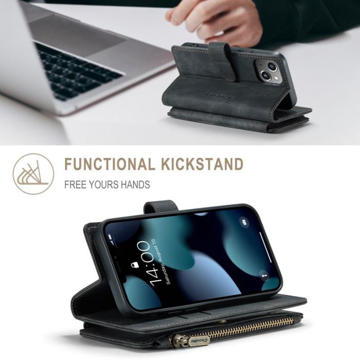 Caseme - CASEME C30 Fodral för iPhone 13 mini med rem och kortfickor - Svart