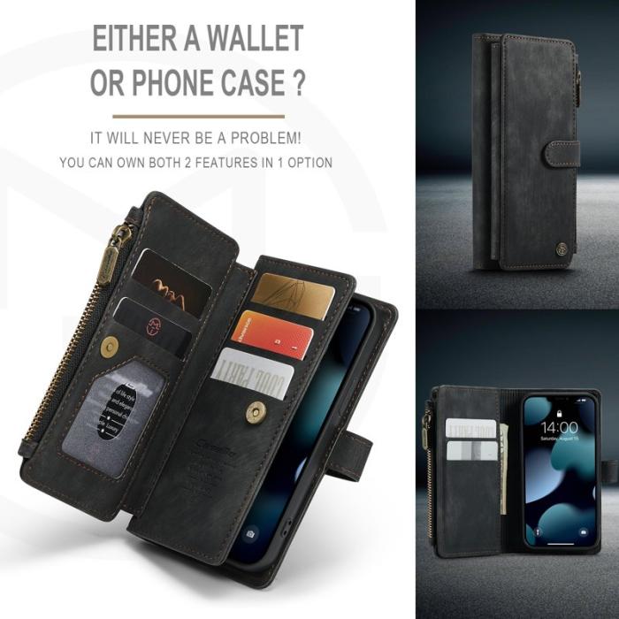 Caseme - CASEME C30 Fodral för iPhone 13 mini med rem och kortfickor - Svart