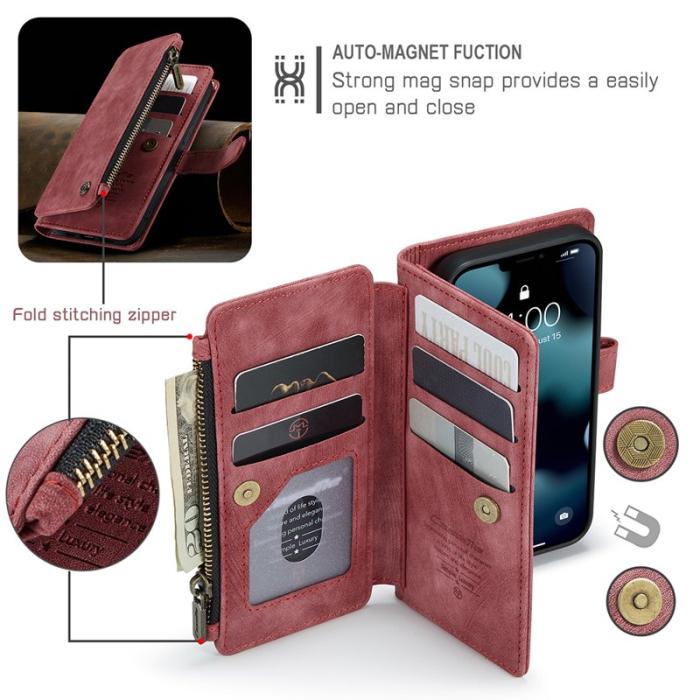 Caseme - CASEME C30 Fodral för iPhone 13 mini med rem - Röd