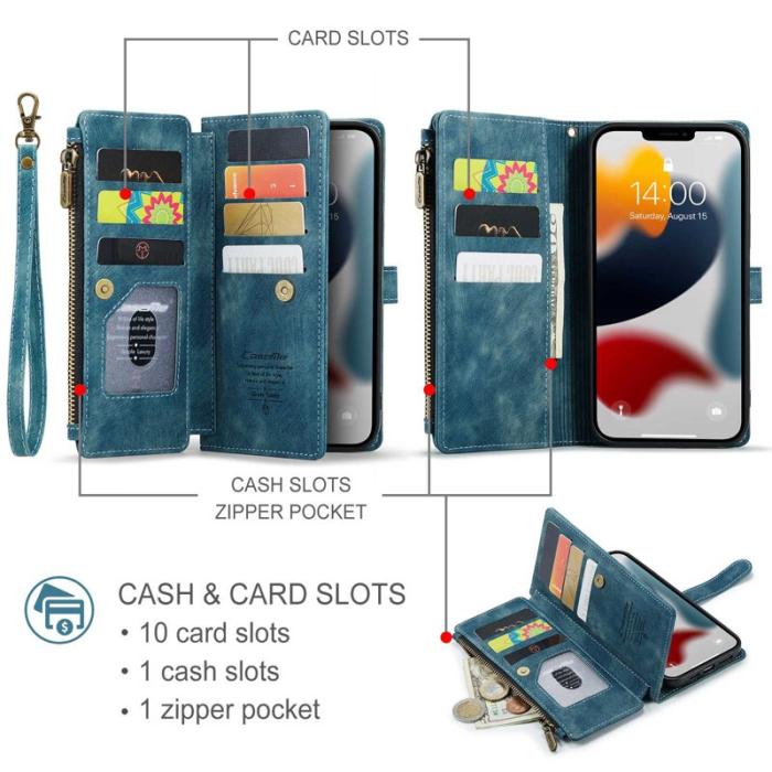 Caseme - CASEME C30 Fodral för iPhone 13 Pro Max med Rem - Blå