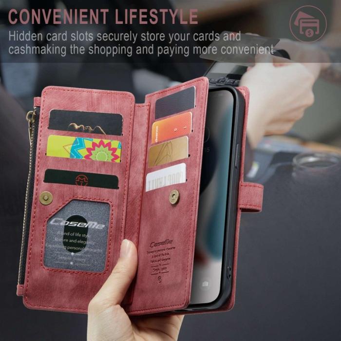 Caseme - CASEME C30 Fodral för iPhone 13 Pro Max med Rem - Röd