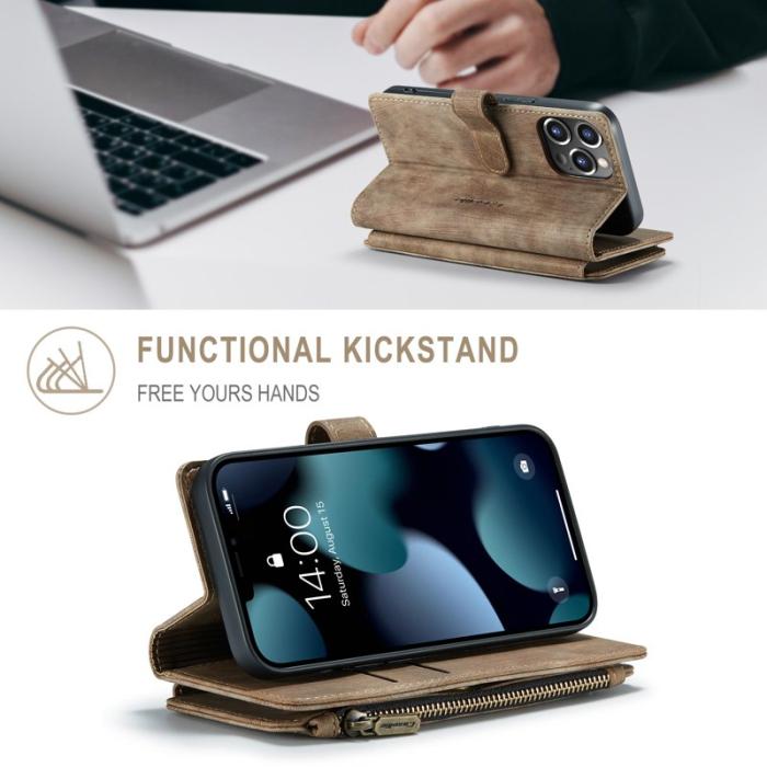 Caseme - CASEME C30 Fodral för iPhone 13 Pro med Rem - Brun PU Läder