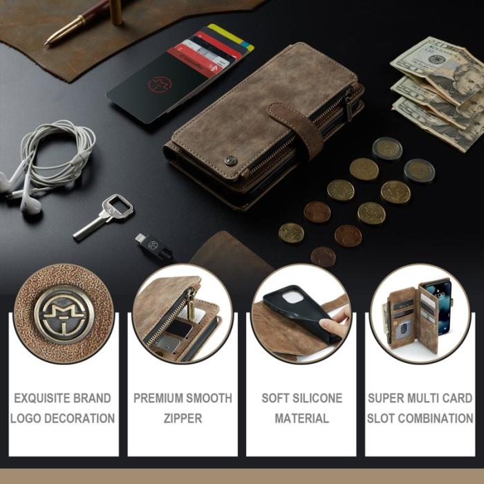 Caseme - CASEME C30 Fodral för iPhone 13 Pro med Rem - Brun PU Läder