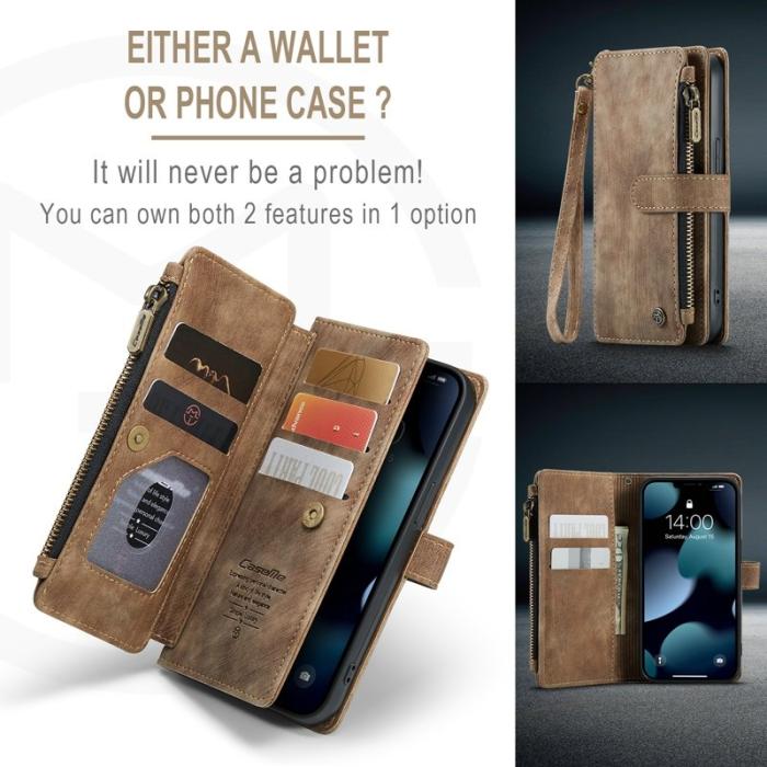 Caseme - CASEME C30 Fodral för iPhone 13 Pro med Rem - Brun PU Läder