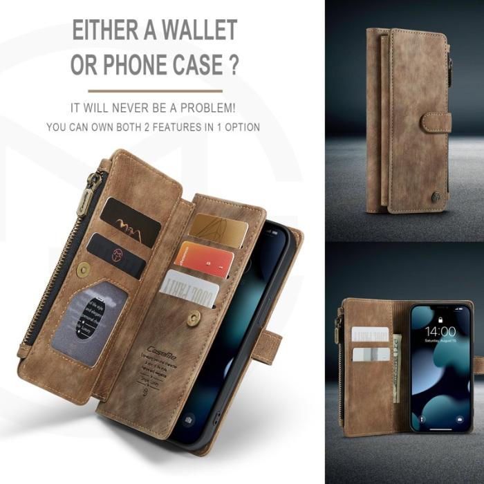 Caseme - CASEME C30 Fodral för iPhone 13 Pro med Rem - Brun PU Läder
