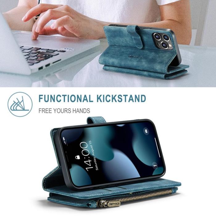 Caseme - CASEME C30 Fodral för iPhone 13 Pro med Rem och Fickor - Blå