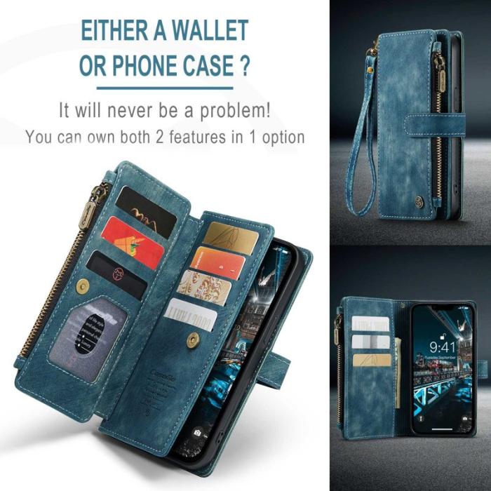 Caseme - CASEME C30 Fodral för iPhone 14 Plus med Rem - Blå