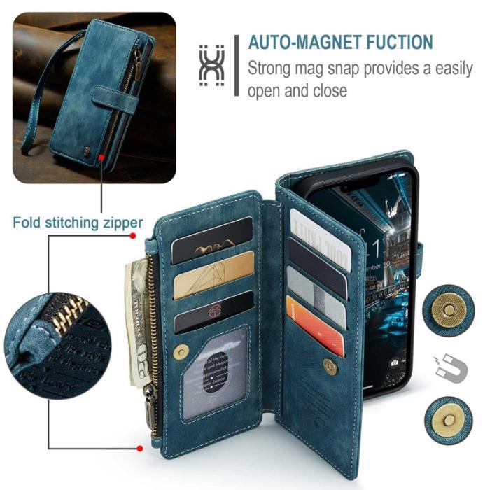 Caseme - CASEME C30 Fodral för iPhone 14 Plus med Rem - Blå