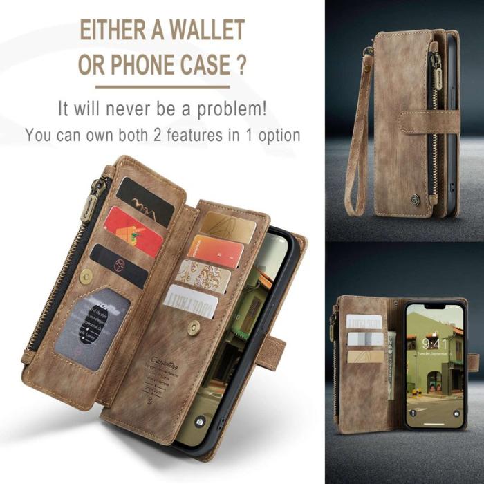 Caseme - CASEME C30 Fodral för iPhone 14 Plus med Rem - Brun