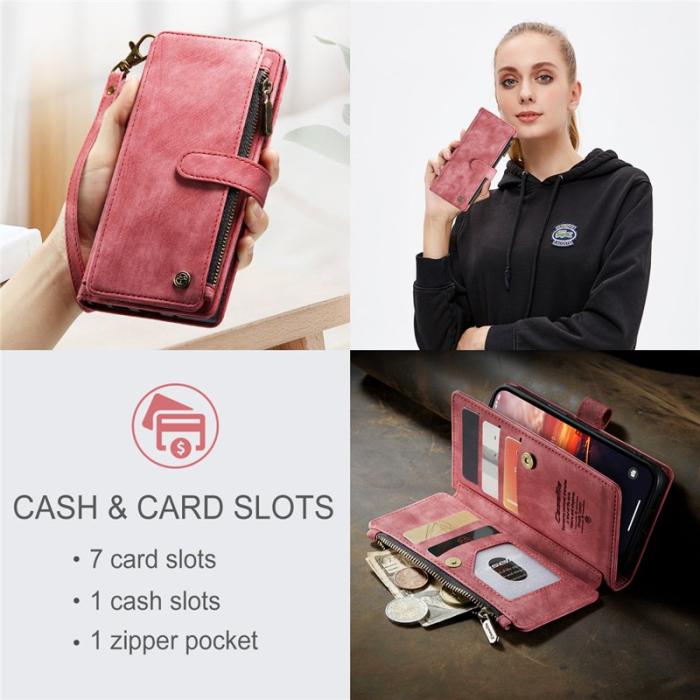 Caseme - CASEME C30 Fodral för iPhone 15 med Rem och Flera Kort - Röd