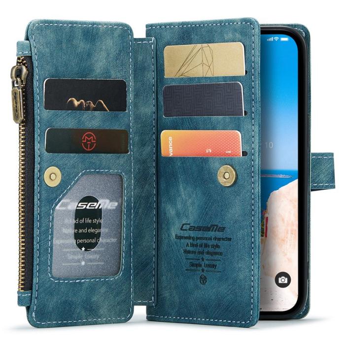 Caseme - CASEME C30 Fodral för iPhone 15 med Rem och Kortfack - Blå