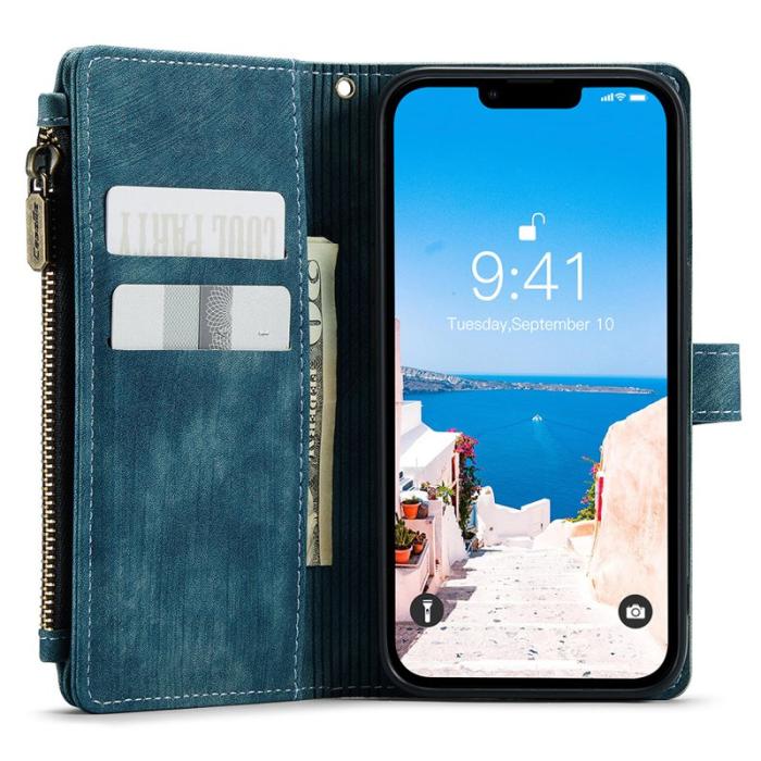 Caseme - CASEME C30 Fodral för iPhone 15 med Rem och Kortfack - Blå