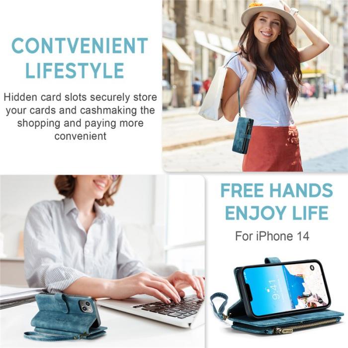 Caseme - CASEME C30 Fodral för iPhone 15 Plus med Rem - Blå