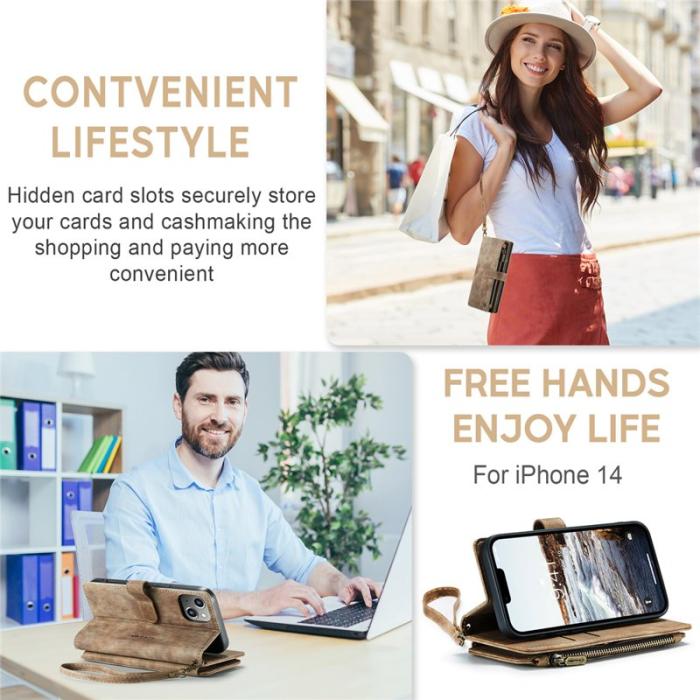 Caseme - CASEME C30 Fodral för iPhone 15 Plus med Rem - Brun