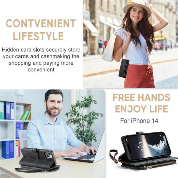 Caseme - CASEME C30 Fodral för iPhone 15 Plus med Rem - Svart