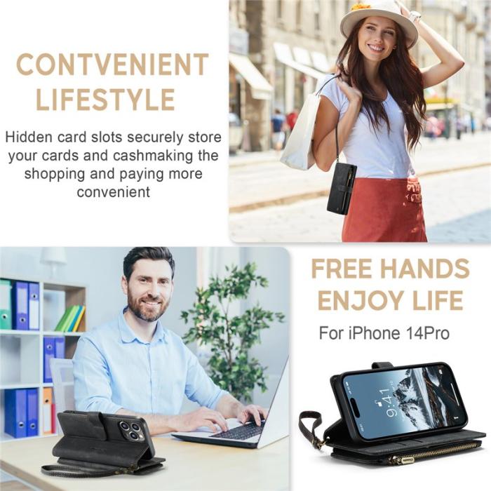 Caseme - CASEME C30 Fodral för iPhone 15 Pro Max med rem - Svart