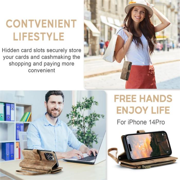 Caseme - CASEME C30 Fodral för iPhone 15 Pro med Rem - Brun