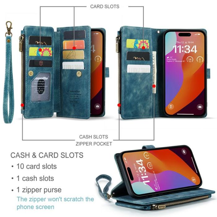 Caseme - CASEME C30 Fodral för iPhone 16 Pro Max med Rem - Blå