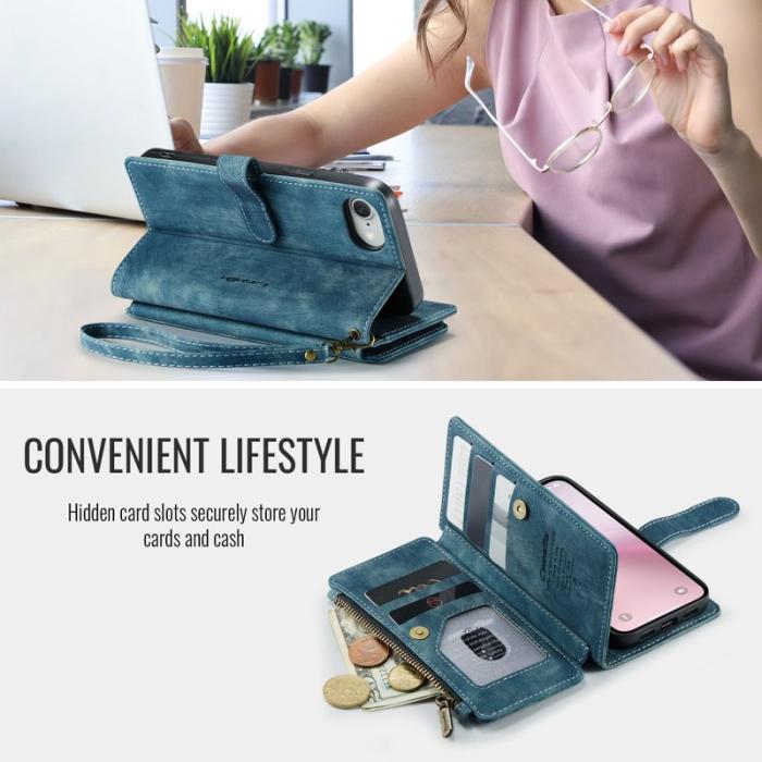 Caseme - CASEME C30 Fodral för iPhone 16e med Rem och Kortfack - Blå