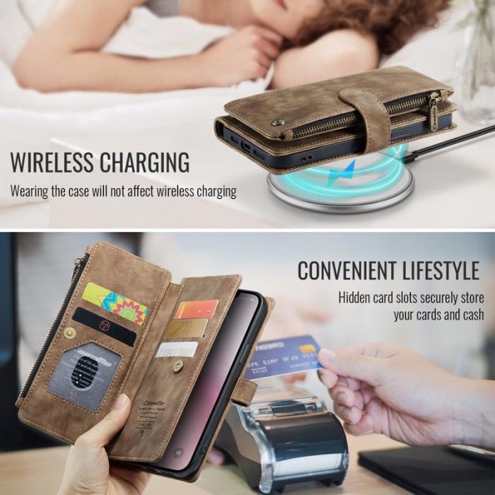 Caseme - CASEME C30 Fodral för iPhone 16e med Rem och Kortfickor - Brun